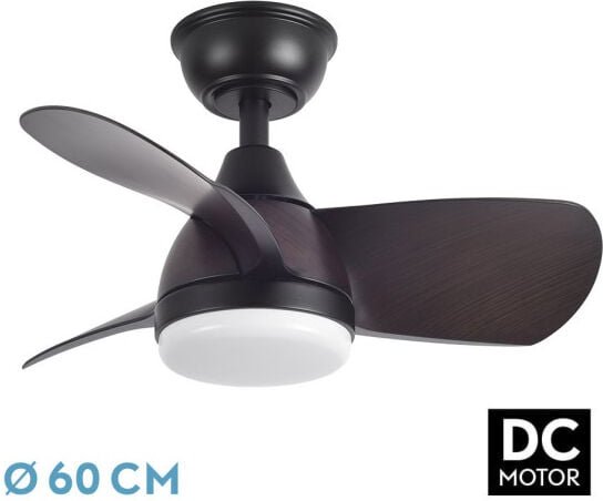 Thumbnail - Ventilator dc 24w pyrdo schwarz/braun 3 Flügel 60d 2400lm 6 Geschwindigkeiten 3000-4500-6000k mit Fernbedienung, Speiche...