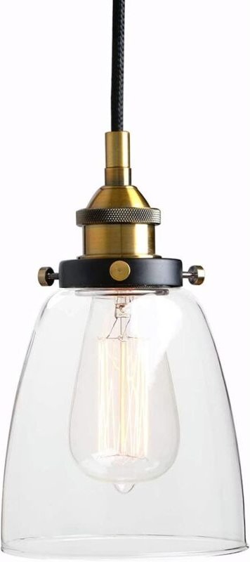 Pendelleuchte Industrielle Hängelampe Vintage aus Glas Transparent E27 Glasschirm Hängeleuchte für Schlafzimmer Wohnzimm...