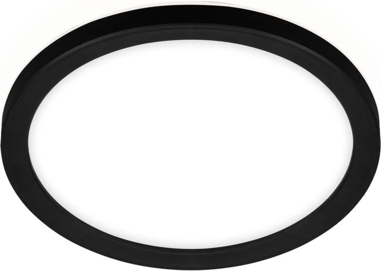 Briloner - Slim led Deckenleuchte Ø19 cm flach, 12W, 1400 lm, Neutralweiß, Backlight, Schwarz