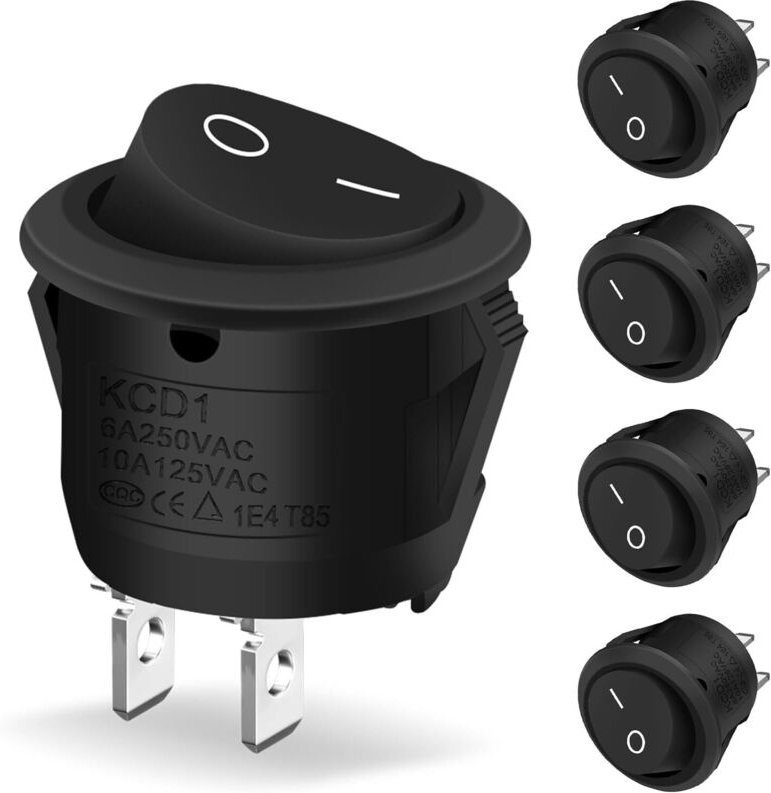 CCYKXA Stück 12V Schalter, EIN/AUS-Taste 10A/125V 6A/250V, schwarzer, abschließbarer runder Wippschalter für Auto, Boot,...