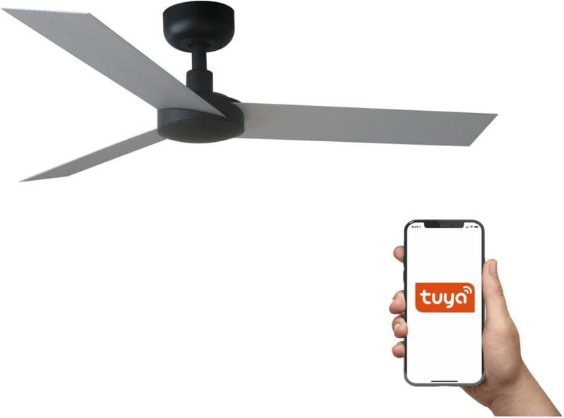 Faro Cruiser Kleiner 3-Blatt-Deckenventilator Mattschwarz, Aluminium Tuya Smart System
