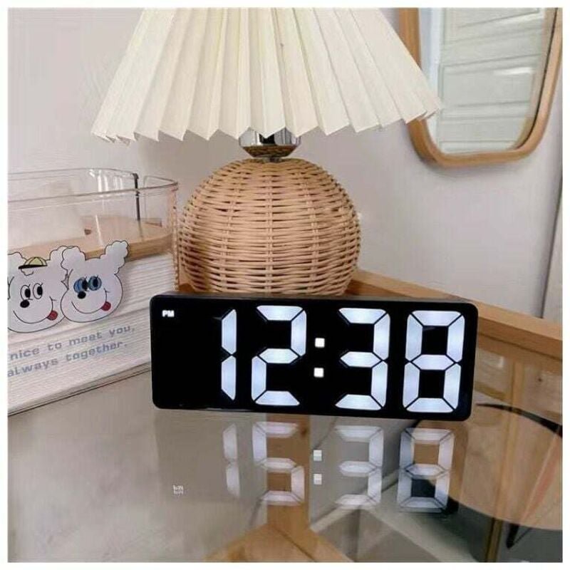 Digitaler Wecker, Nachttischwecker mit großem LED-Display, nicht tickender USB-/batteriebetriebener Wecker mit Temperatu...