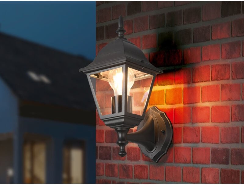 Außenwandleuchte livenza Laterne stehend, Aluminium Schwarz Höhe 34cm