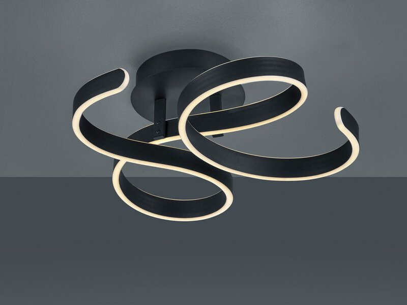 Led Deckenlampe francis Anthrazit Stufen Dimmer, geschwungen ø 54cm