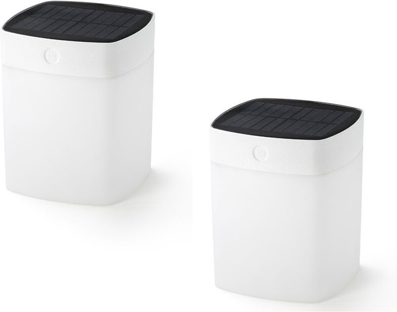 Thumbnail - 2er Set Solar LED Leuchte mit 3-Stufen Dimmer ASSISI, Höhe 14,5cm, IP44, Weiß