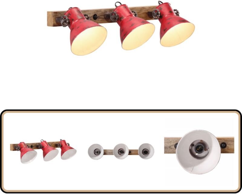 Wandleuchte 25 W Rot 65x25 cm E27 - Industriel Stil - Wandleuchte - Eisenleuchten - Vintage Leuchte - Retro Design