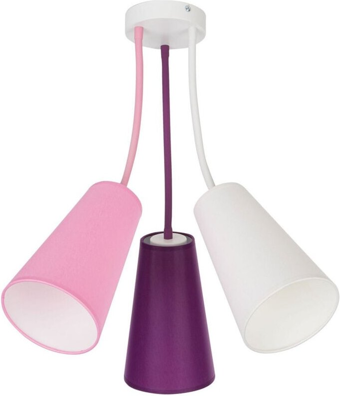 TK Wire Kinder-Deckenleuchte mit mehreren Armen, halbbündig, Weiß, Lila, Rosa, 3 x E27