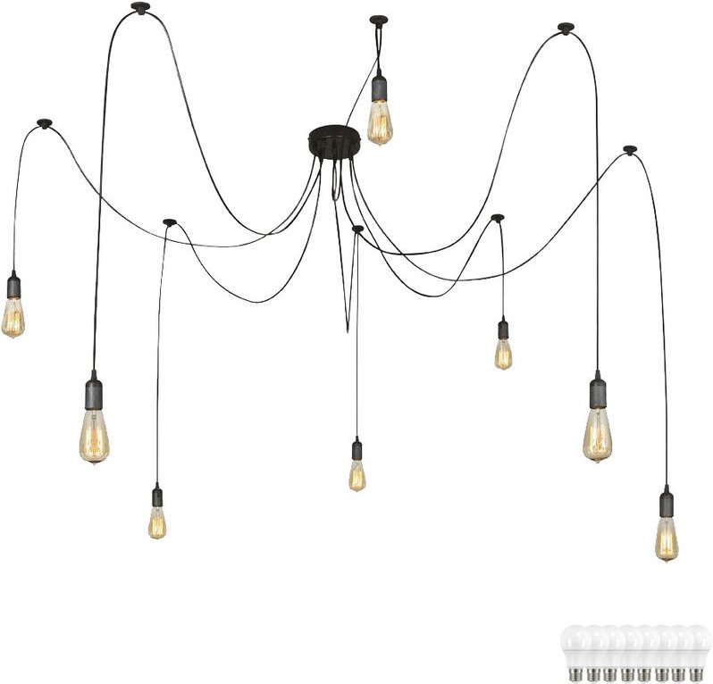 Etc-shop - Decken Hänge Leuchte Kabel 1,5 - 3,5m Schwarz Strahler Pendel Lampe im Set inkl. led Leuchtmittel