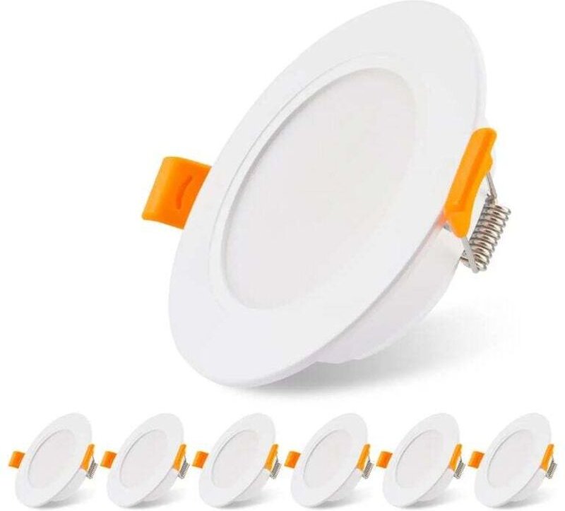 Set mit 6 ultradünnen 230V 5W LED-Einbaustrahlern, Deckeneinbauleuchten, 3000K LED-Strahlern, Deckenstrahlern, für Bad, ...