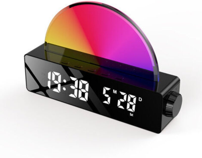 Lichtwecker, Weckerlampe mit Sonnenaufgangssimulation, Schlummerfunktion/6 Klingeltöne/10 Schlafgeräusche/Timer/Temperat...