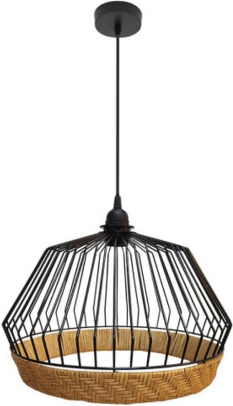 Hugo - fabrilamp Hängeleuchte de Decke 1xe27 Schwarz/natur 36d