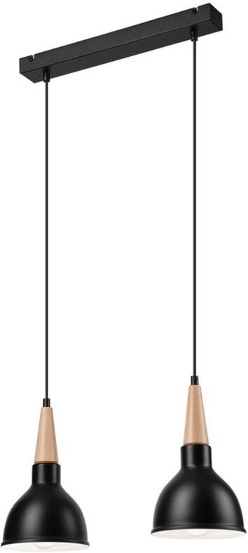 Lamkur Francesca Stab-Pendel-Deckenleuchte Schwarz, 2x E27