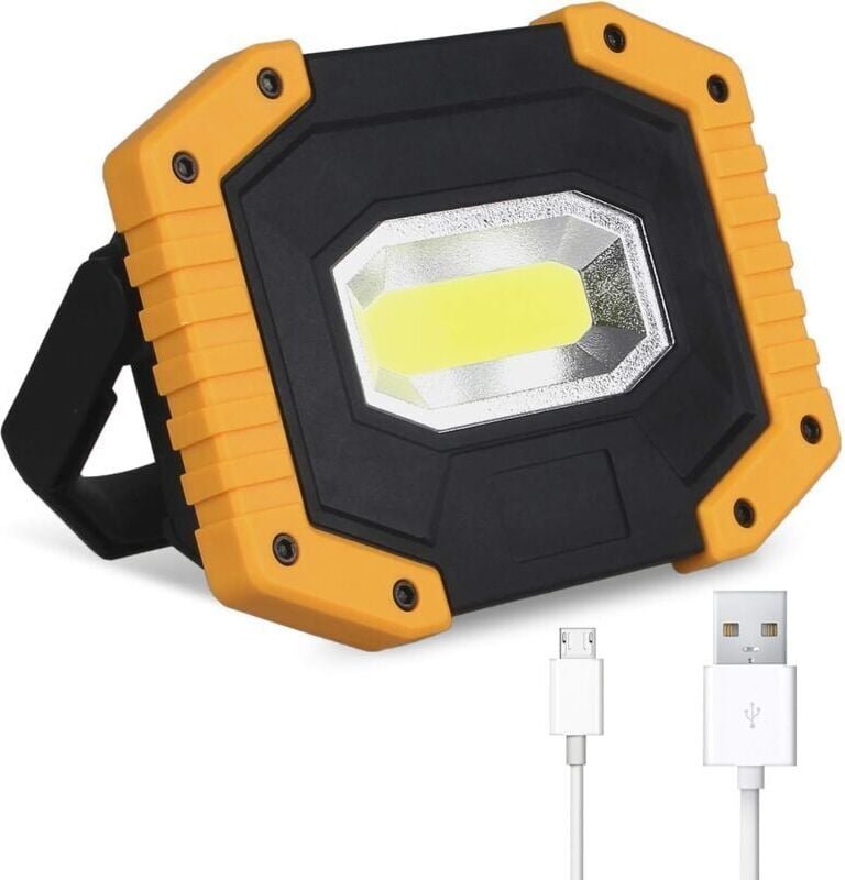 T-sun 30 w 2000 lm wiederaufladbares LED-Flutlicht, tragbar, 5200 mAh Akku, Arbeitsleuchte mit 3 Modi und USB-Anschluss ...