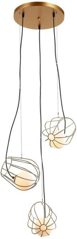 Lemon balm - Moderner hängender Anhänger goldenes 3 Licht mit Gold, weißer Schatten, G9 - Italux