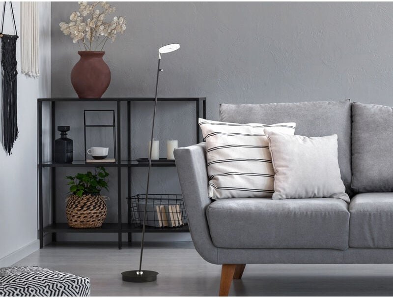 Led Leselampe dent Schwarz mit Dimmer, Höhe 135cm