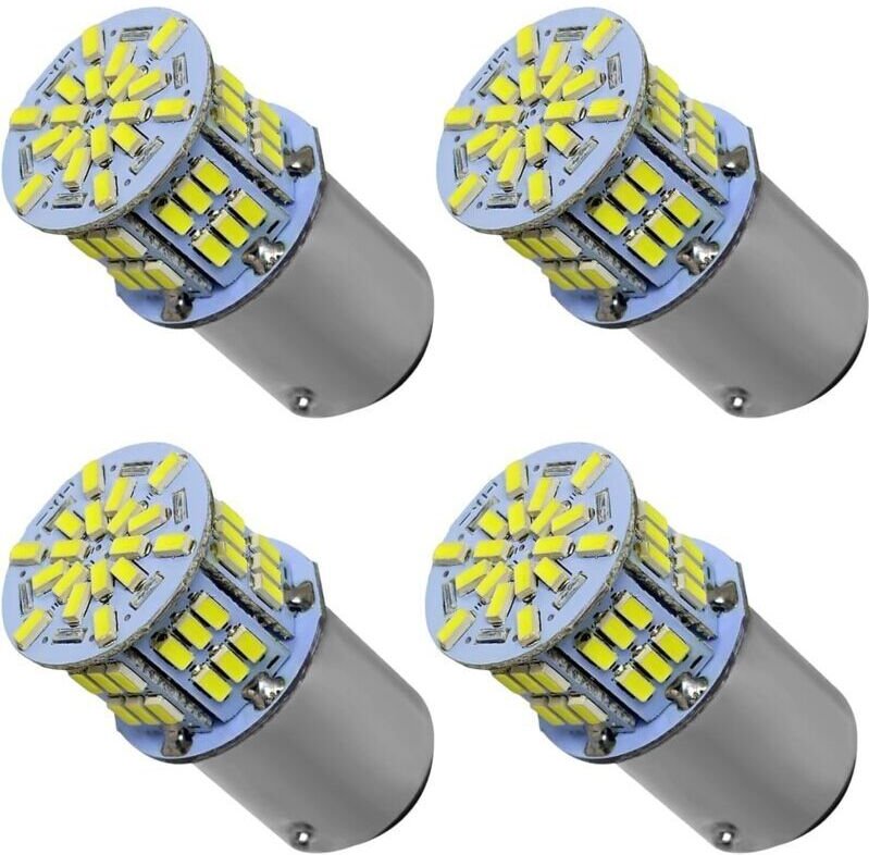 1157 Weiße LED-Lampen, 4 Stück, 6000–7000 K, 12–24 V, P21/5 W, 1214 lm, für Bremslichter, Blinker und Rücklichter