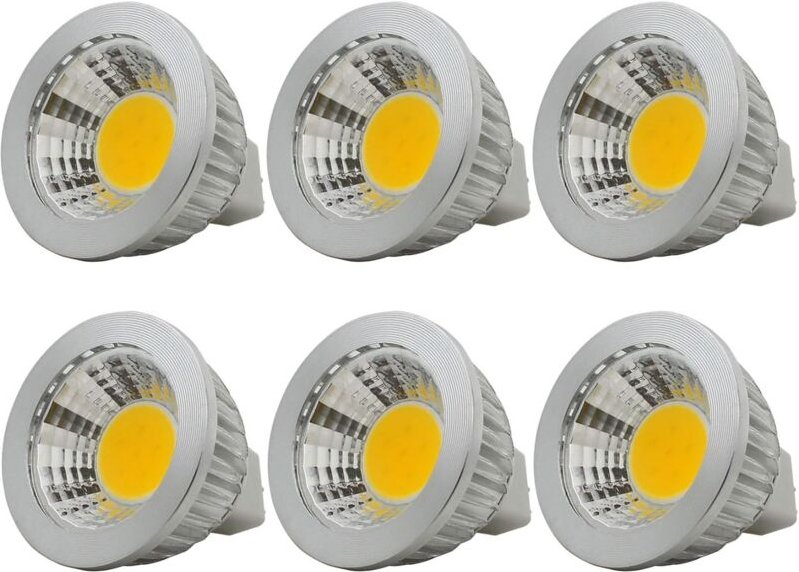 Ersandy - 6 Einheiten, MR16/GU5.3 COB-LED-Lampe, 3 w / 210 lm, dc 12 v, Warmweiß 2700 k, entspricht 20 w Halogenlampe, ø...