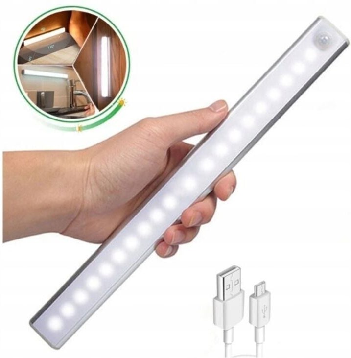 LED-Nachtlampe mit Bewegungsmelder, Magneten, Außen und Innen, 30cm