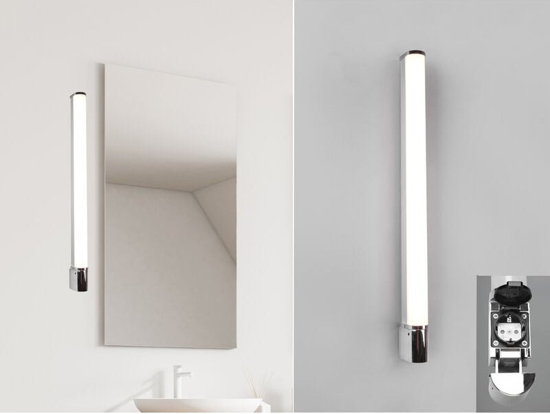 Led Bad Wandleuchte piera mit Steckdose Chrom - Spiegelleuchte, Breite 79cm