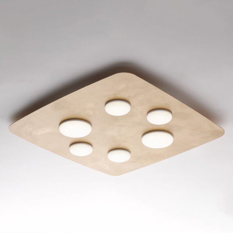 Belight - Megan - Deckenleuchte aus weiß lackiertem Metall mit antikem Golddekor und integrierten LED-Silikondiffusoren ...