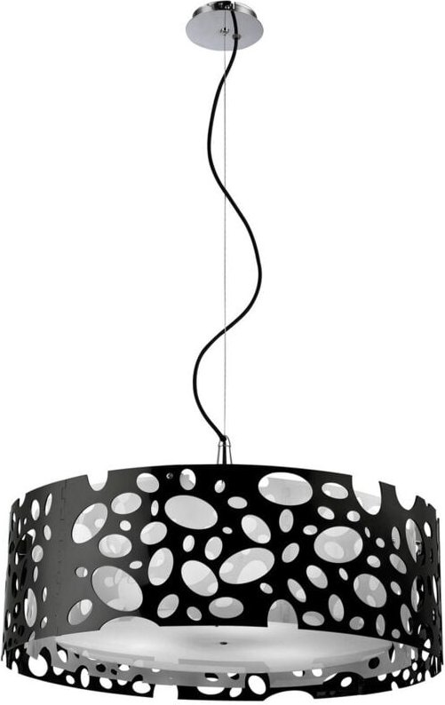 Inspired Mantra Lupin Pendelleuchte mit 4 Leuchten, E27, glänzendes Schwarz/weißes Acryl/poliertes Chrom, Kompaktleuchts...