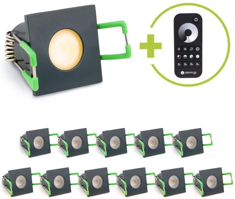 Einbaustrahler Mini Livorno eckig 3W 2700K IP65 - Farbe: anthrazit RAL 7016 - Anzahl: 12x