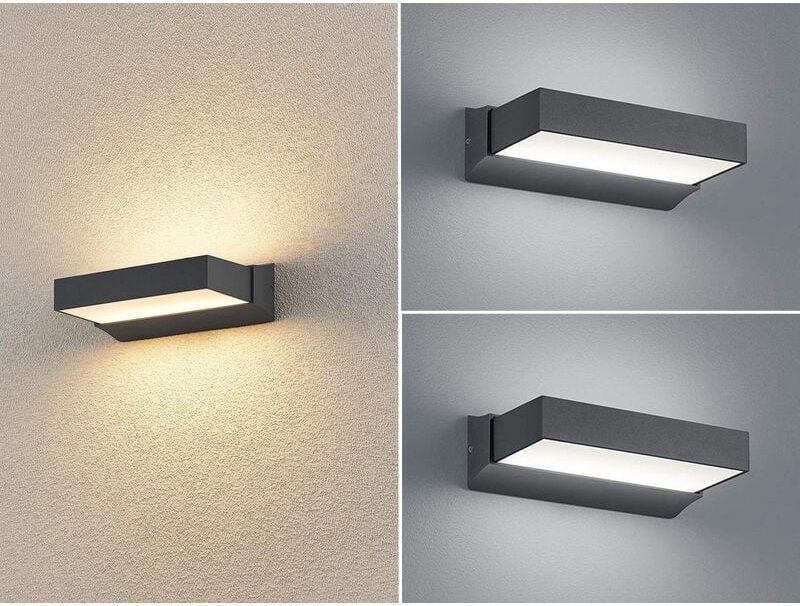 Trio Leuchten - Moderne led Außenwandleuchte Anthrazit IP65 - 2er set für Fassadenbeleuchtung