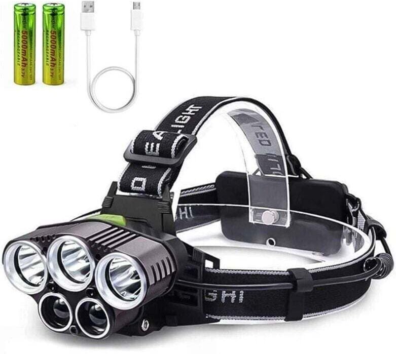 Aufladbare Frontlampe über USB, Frontlampe TYC 6 Modi mit 2 Stapeln hoher Kapazität, Frontlampe für Camping, Wandern, Ra...