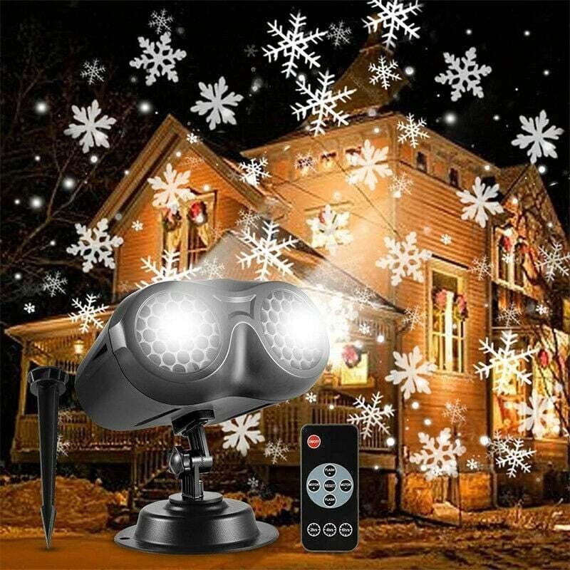 Projecteur Noel Exterieur,Snowfall Lampe de Projection,LED Neige Flocon Lumière Decoration Noel Interieur avec Telecomma...