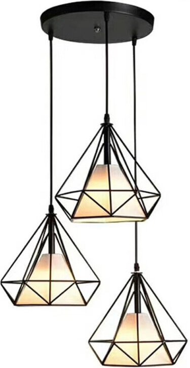 3-flammig Deckenleuchte Industrielle Metall Käfig Deckenlampe 25CM für Schlafzimmer Esszimmer,Schwarz
