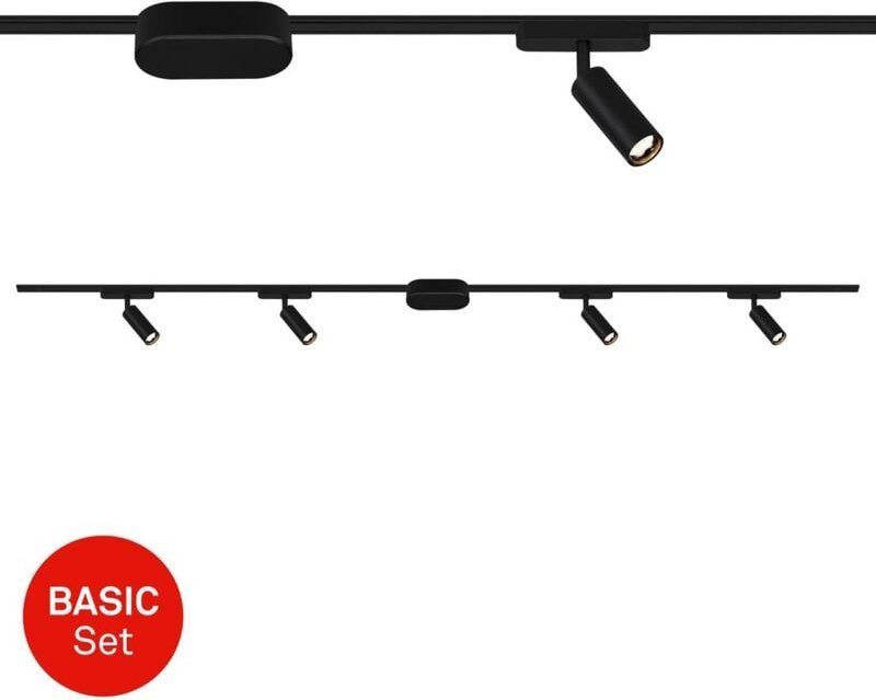 Briloner Luxtrail Schienensystem, Starterset, 4x LED Spots, Schwenkbar, Erweiterbar, Schwarz, 2 m