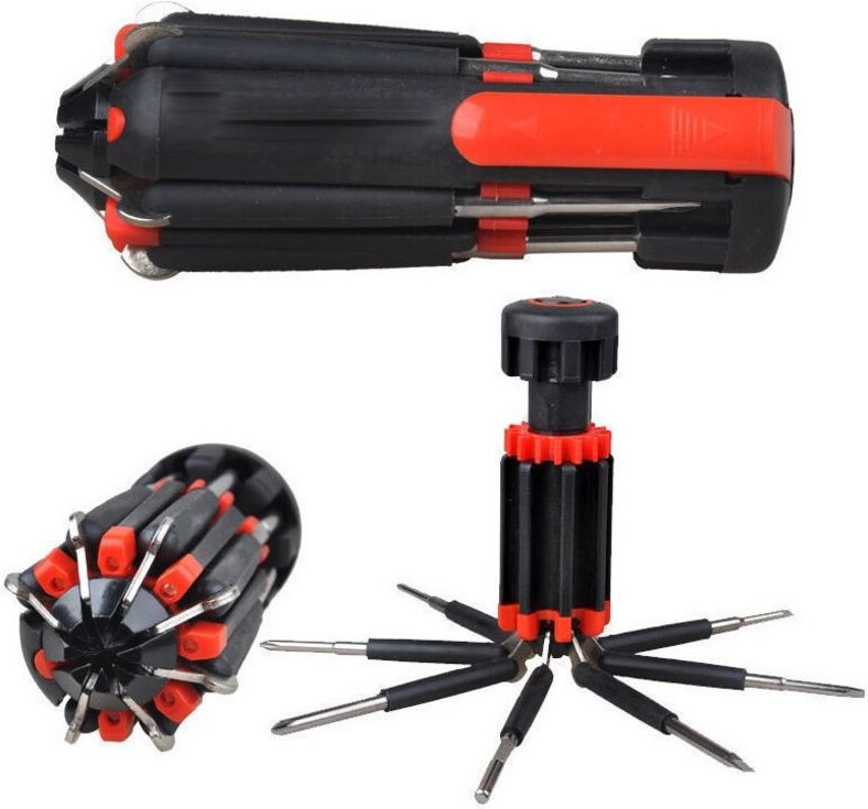 Trade Shop Traesio - Trade Shop - portable 8 in 1 multi cacciavite mit 6 led torcia toolen light up set -