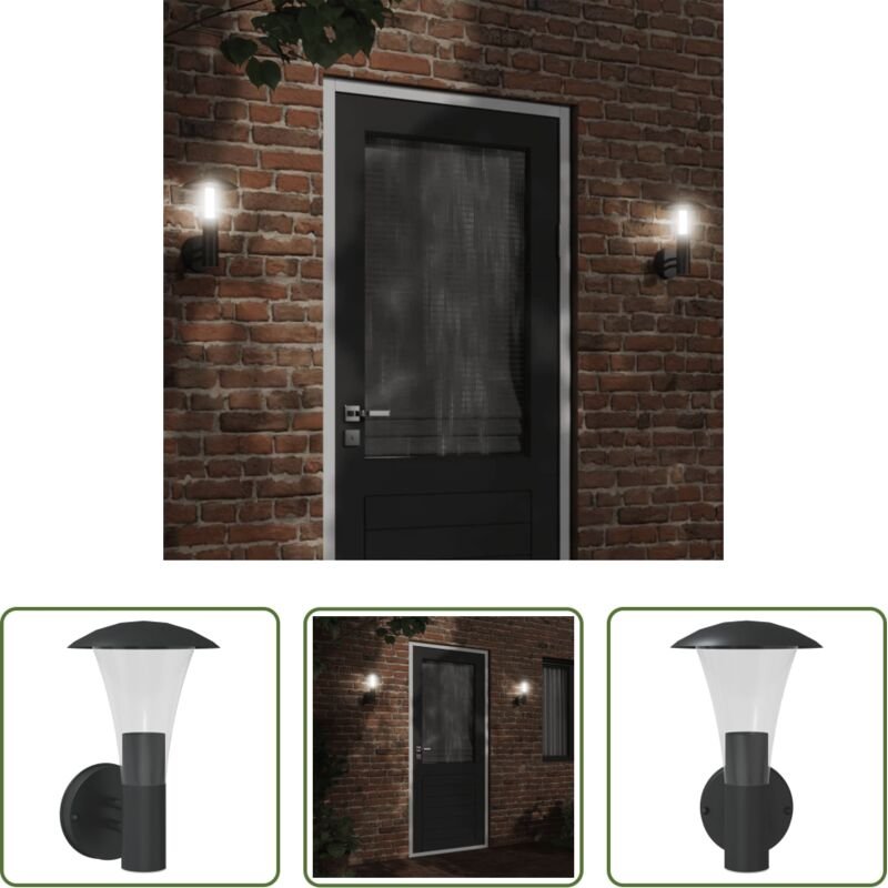 vidaXL Edelstahl Wandlampe - Außenwandleuchte Schwarz Edelstahl
