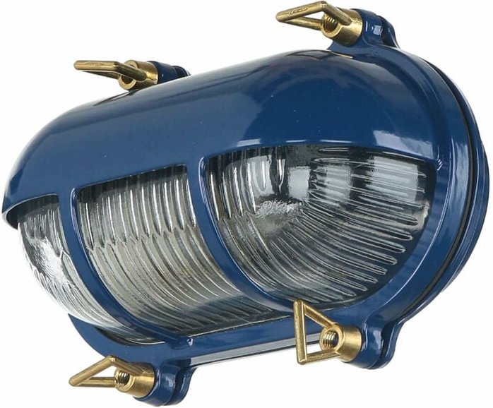 Licht-erlebnisse - Außenleuchte Wand Maritim Blau aus Messing Glas IP64 b: 21 cm h: 13 cm E27 Wandlampe Haus Balkon