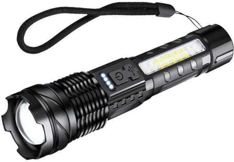 Wiederaufladbare LED-Taschenlampe, ultrahelle, zoombare taktische Taschenlampe mit 7 Leuchtmodi, wasserdichte Taschenlam...