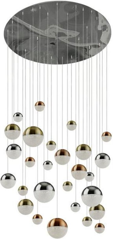 Searchlight - Planets 27 Helles Kupfer, Chrom, satinierte Messingkappen & Kristallsand 4000K