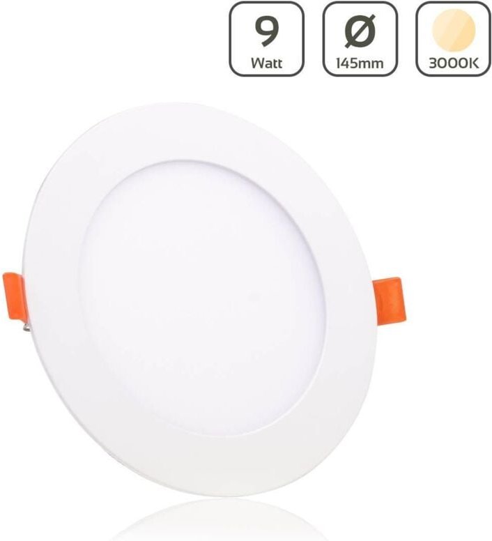LED Panel Einbaustrahler rund weiss - Lichtfarbe: Warmweiß 3000K - Ausführung: 9W Ø145mm Ausschnitt Ø135mm
