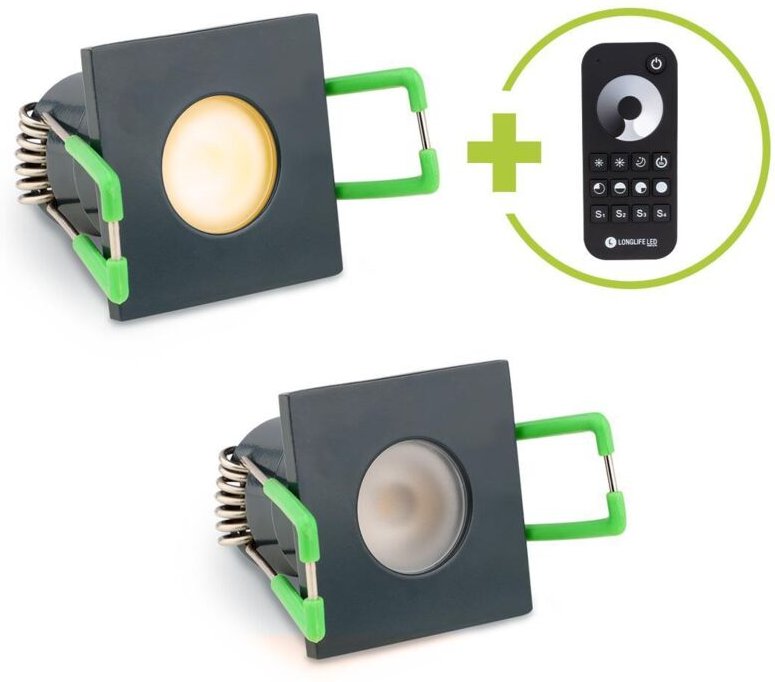 Einbaustrahler Mini Livorno eckig 3W 2700K IP65 - Farbe: anthrazit RAL 7016 - Anzahl: 2x