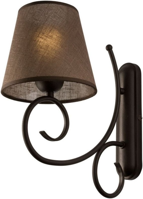 Lamkur Lighting - Lamkur Lorenzo Wandleuchte mit Stoffschirm Braun, 1x E27
