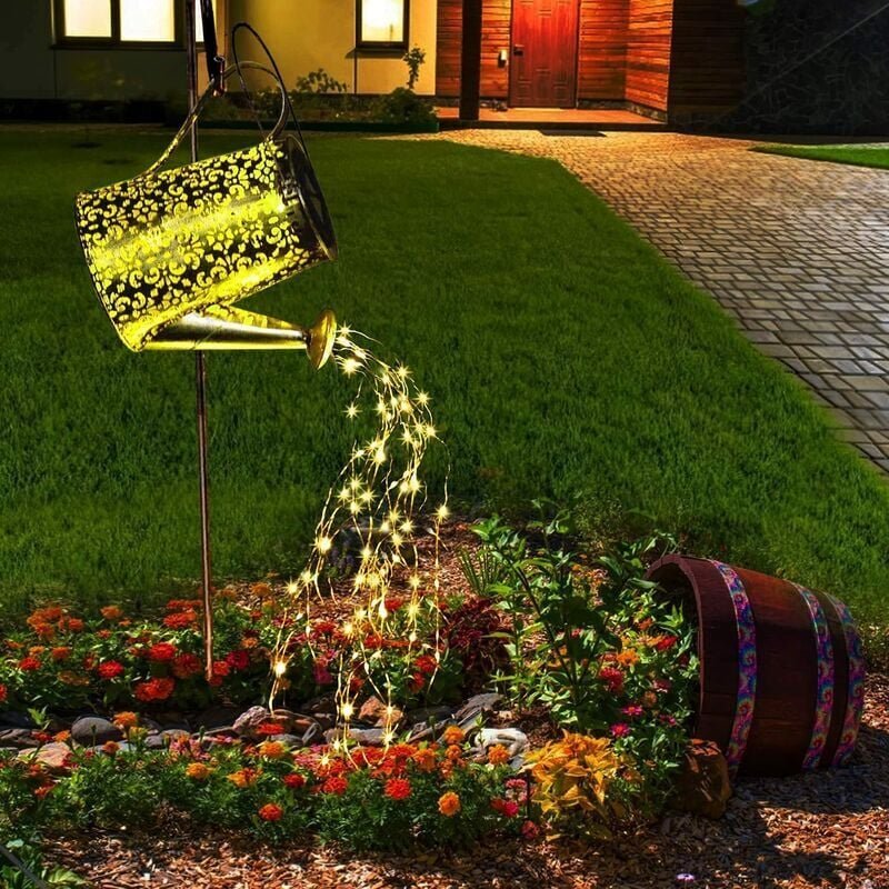 Solar-Gießkannenleuchte, wasserdicht, Kupfer, Gartendekoration – Außenskulptur mit LED-Stern