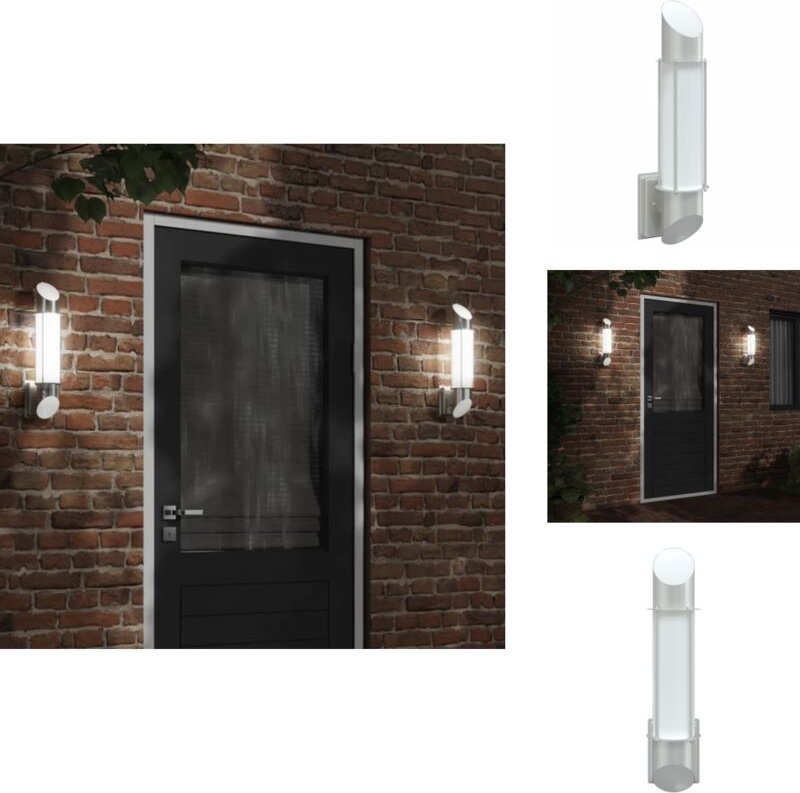 Außenwandleuchte Silbern Edelstahl - Outdoor Wandleuchte - Edelstahl Leuchte - Gartenbeleuchtung - Gartenlampe - Wetterf...