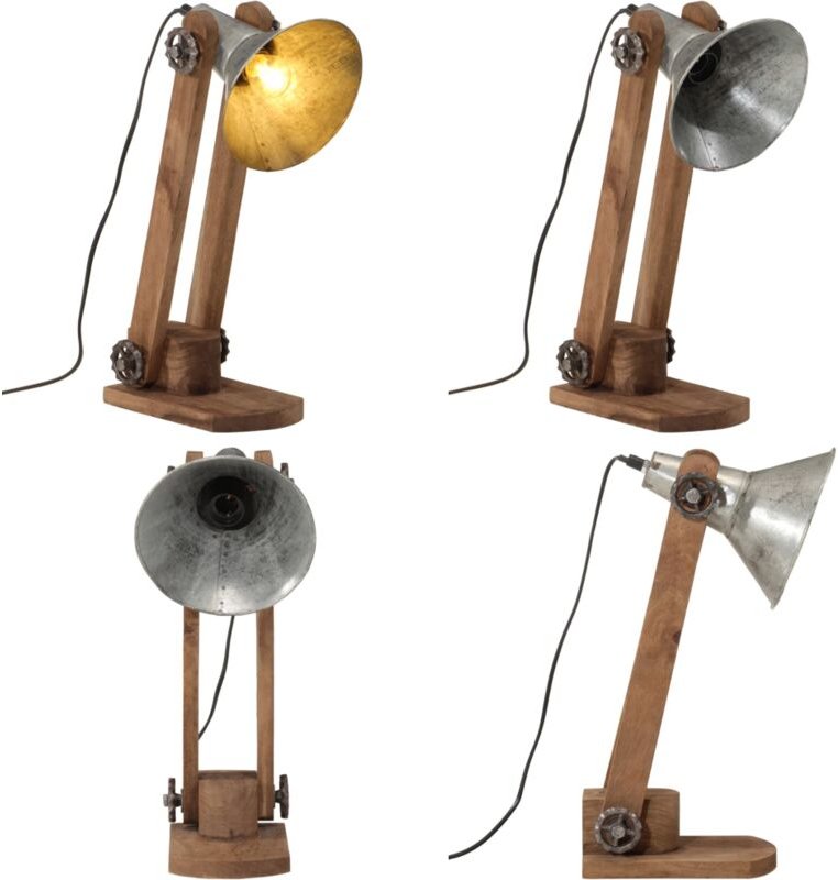 Schreibtischlampe 25 W Vintage-Silbern 23x13x52 cm E27 - Vintage-Lampe - Industrielampen - Schreibtischleuchte - Eisenla...