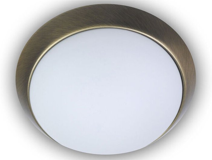 Led Deckenleuchte / Deckenschale, Opalglas matt, Dekorring Altmessing, ø 35cm