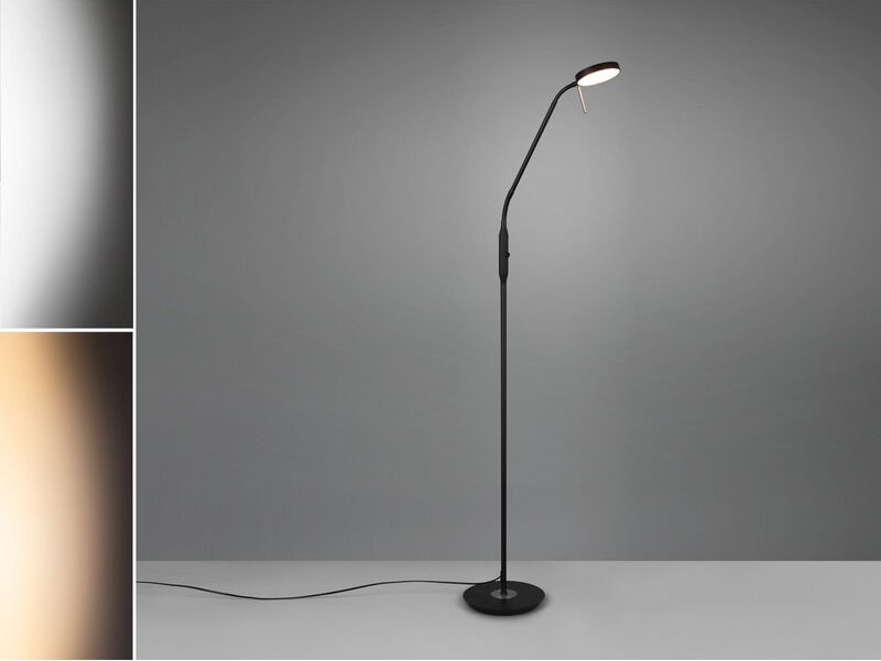 Trio - led Stehleuchte monza dimmbar mit Flexarm, Höhe 145cm, Schwarz