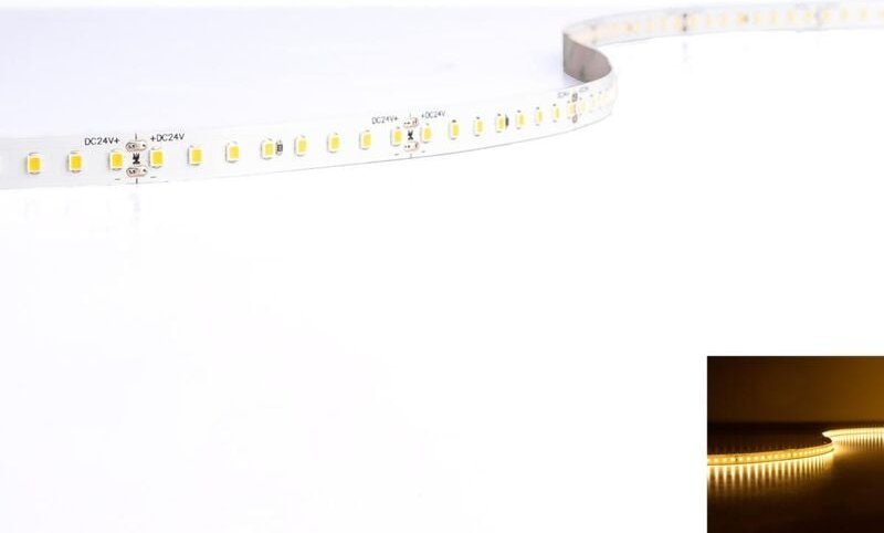 Strip 24V LED Streifen 5M 12W/m 128LED/m 10mm IP20 - Lichtfarbe: Super Warmweiß 2700K