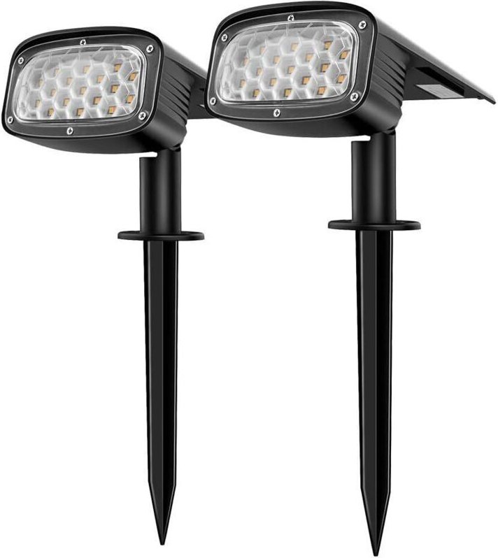 Solar-Außenstrahler, 2-in-1-Solarfluter mit 3 Installationsmodi für Wege, Terrassen und Einfahrten, 2er-Pack, 34 LEDs, w...