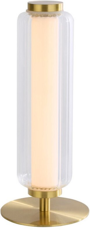 Searchlight Mod LED-Tischlampe, satiniertes Messingmetall, opales Acryl und klares