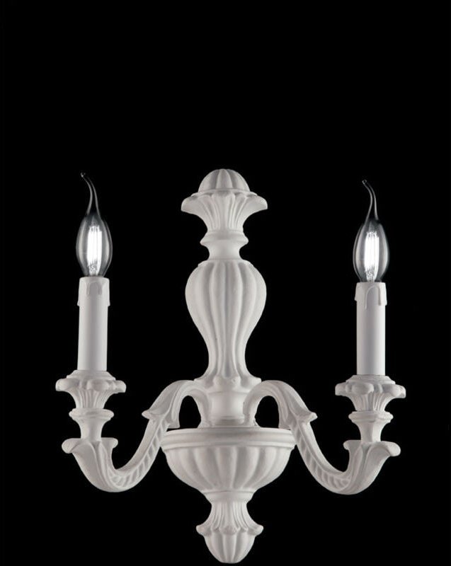 Shabby weiße Holzwandlampe mit zwei Lichtern 31x h40 cm