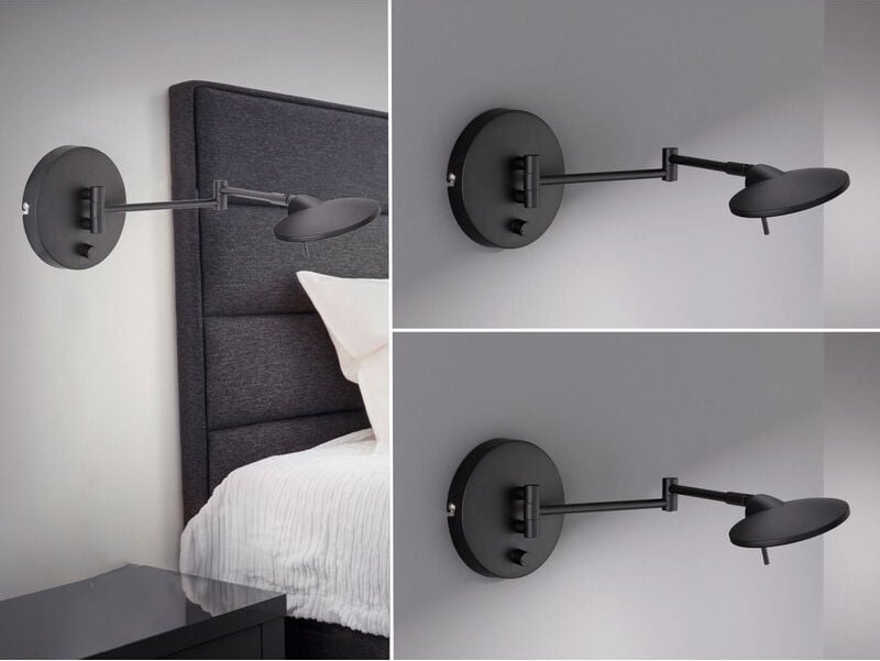 Led Wandleuchten 2er set Schwarz verstellbar stufenlos dimmbar - 55cm