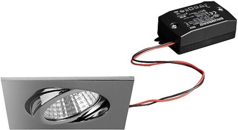 Brumberg LED Einbaustrahler, 230V, 6W, 3000K, 640 lm, eckig, chrom - mit Netzteil - 82 x 82 x 2 mm